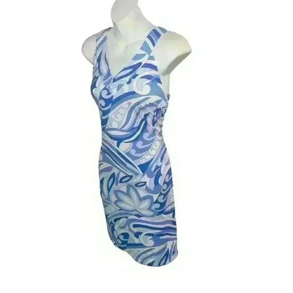 Women's J.McLaughlin Blue & White sleeveless performance Dress XS - Picture 2 of 7